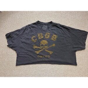 Dirty Cotton Scoundrels CBGB OMFUG boxy  Cropped T-Shirt Charcoal Gray L/XL